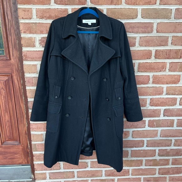 Black double breasted wool blend pea coat size 14. Laundry by design - Picture 14 of 14